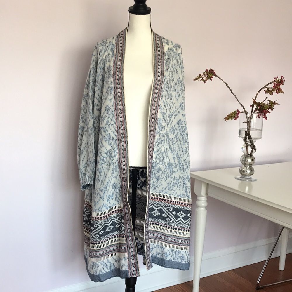 Anthropologie Maeve Blue Arwen Ikat Duster - Picture 4 of 14